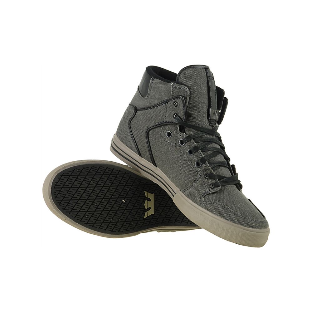 Baskets Montantes Supra Vaider Grise Charcoal Grey Canvas Homme | RJW-85220259